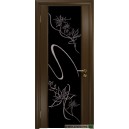 Дверь Диамант  ДО ,стекло Черный триплекс с рисунком ,цвет Венге 