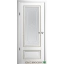 Дверь Версаль-1, цвет Белый, декоративный багет  с золотым тиснением,Стекло "Галерея"