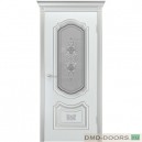 Дверь СОЛО  R-0, B3, цвет  Белый  +патина серебро ,эмаль 
