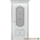 Дверь СОЛО  R-0  B3 багет ,Стекло  цвет  Белый  +патина серебро ,эмаль 