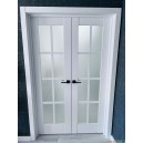 Дверь Emalex ER1  Стекло решетка,  цвет Ice  ( Белый ) 